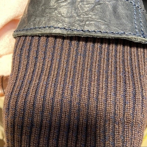 Punto Navy Leather Bomber Motto Jacket US 4 - Picture 16 of 16